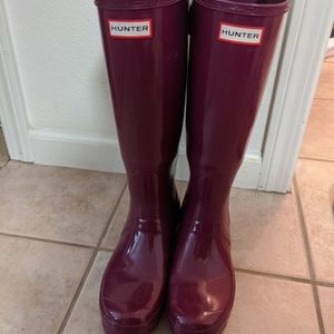 Hunter Boots Tall Wide Calf Sz 7 Magenta